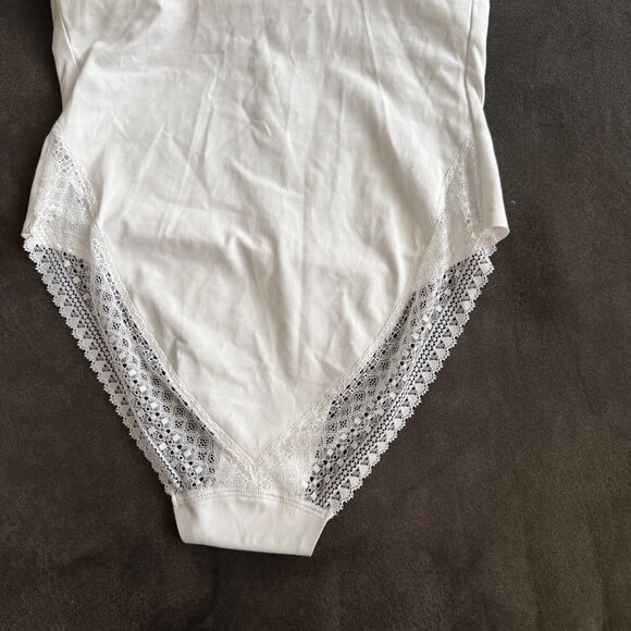 M&S White Bodysuit With Adjustable Straps & Lace Accents - Picture 2 of 8